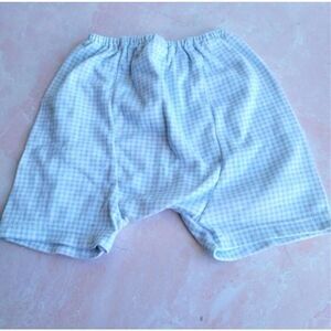 Plaid baby shorts Assign 6-9 month blue white checkered bloomers gingham